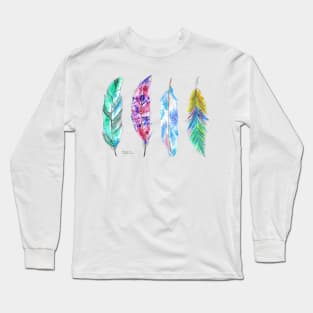 Watercolor Feathers Long Sleeve T-Shirt